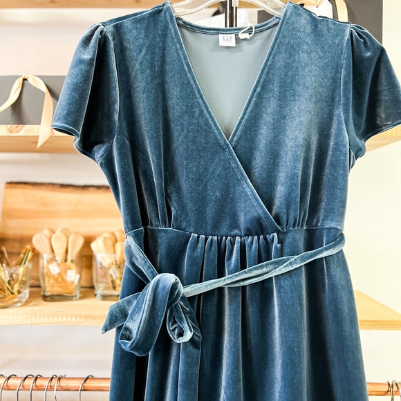 Maternity Velvet Faux-Wrap Dress - Picture 2 of 5